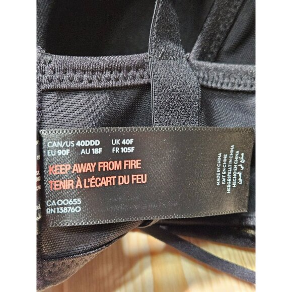 Ashley Graham Black Lace Full-Figure Underwire Bra 40DDD Style# 751788 - Picture 6 of 8